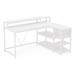 Benjara Executive Desk- L Shaped Top- Portable File Cabinet- 55