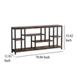 Benjara Console Sofa Table- 6 Brown Shelves- Industrial Black Metal- 71 Inch