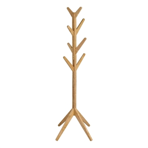 Benjara Margo Coat Rack- 8 Hooks- Tree Inspired Design- Oak Brown Solid wood