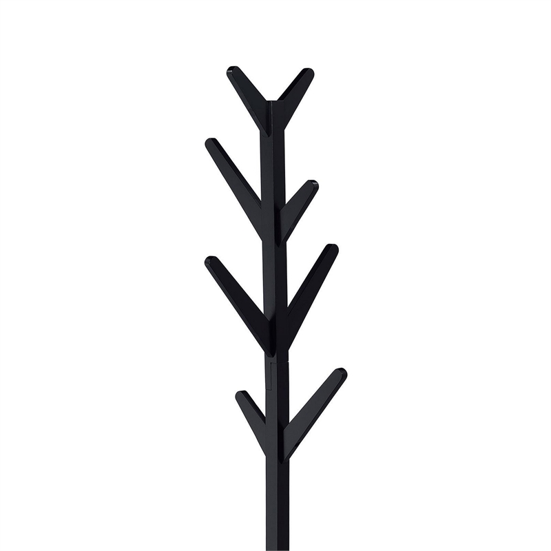 Benjara Margo Coat Rack- 8 Hooks and Tree Inspired Design- Black Solid wood