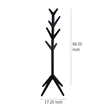 Benjara Margo Coat Rack- 8 Hooks and Tree Inspired Design- Black Solid wood
