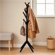 Benjara Margo Coat Rack- 8 Hooks and Tree Inspired Design- Black Solid wood