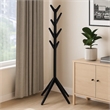 Benjara Margo Coat Rack- 8 Hooks and Tree Inspired Design- Black Solid wood