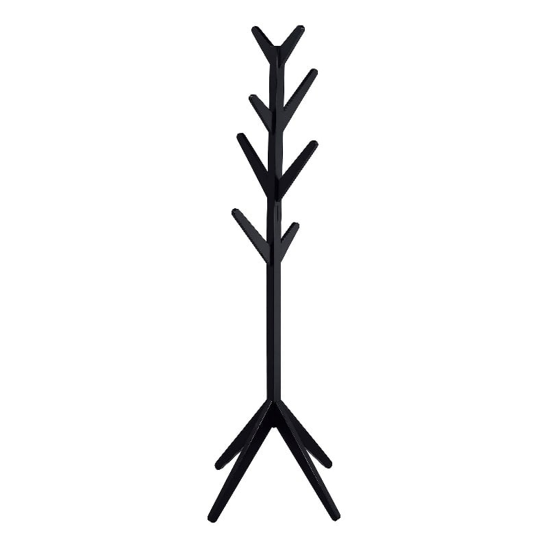 Benjara Margo Coat Rack- 8 Hooks and Tree Inspired Design- Black Solid wood