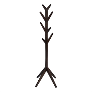 Benjara Margo Coat Rack- 8 Hooks and Tree Inspired Design- Brown Solid wood