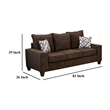 Benjara Marlow Sofa- Chocolate Brown Chenille- 2 Accent Throw Pillows- 83 Inch