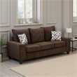 Benjara Marlow Sofa- Chocolate Brown Chenille- 2 Accent Throw Pillows- 83 Inch