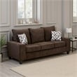 Benjara Marlow Sofa- Chocolate Brown Chenille- 2 Accent Throw Pillows- 83 Inch