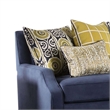 Benjara Omis Sofa- Navy Blue Velvet- 8 Accent Pillows- Solid Wood- 91 Inch