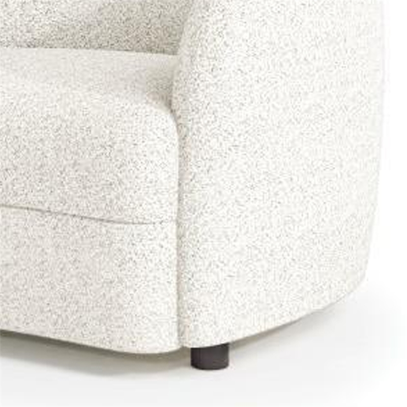 Benjara Srey Accent Chair- Plush White Boucle- Tuxedo Style Curved Backrest