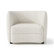 Benjara Srey Accent Chair- Plush White Boucle- Tuxedo Style Curved Backrest