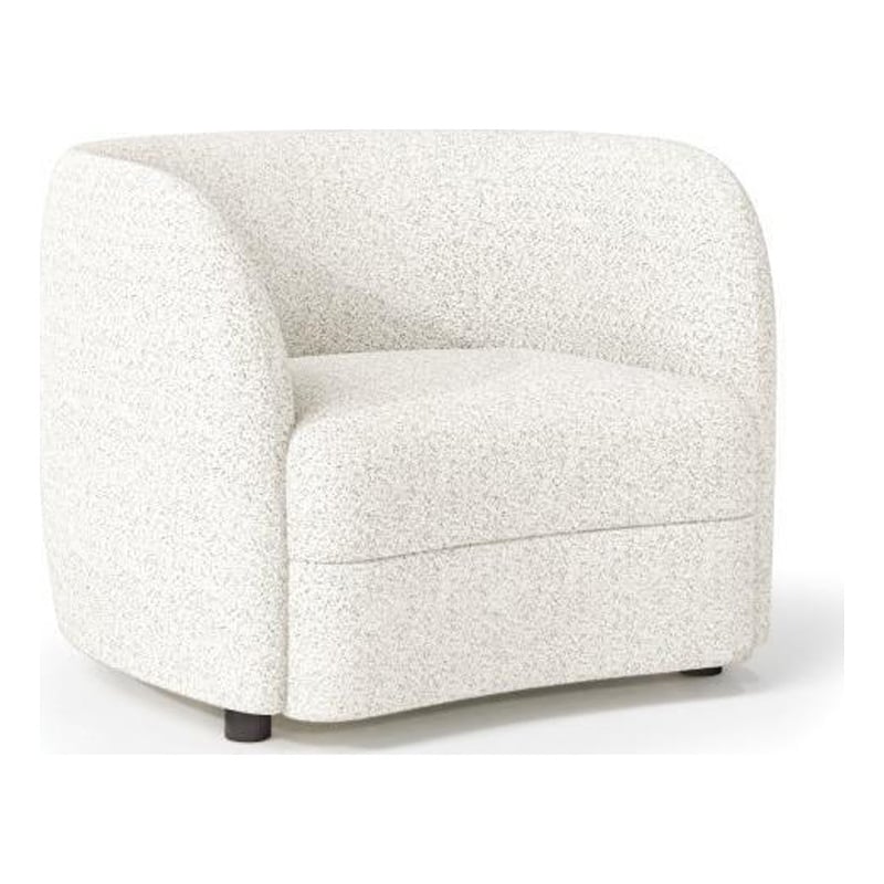 Benjara Srey Accent Chair- Plush White Boucle- Tuxedo Style Curved Backrest