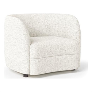 Benjara Srey Accent Chair- Plush White Boucle- Tuxedo Style Curved Backrest