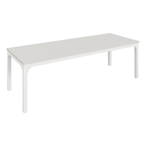 Benjara Computer Desk- 79&quot White MDF Rectangular Top- White Metal Legs