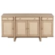Benjara Lno Sideboard Buffet Cabinet- 4 Cane Woven Doors- Beige Wood 66 Inch