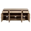 Benjara Lno Sideboard Buffet Cabinet- 4 Cane Woven Doors- Beige Wood 66 Inch
