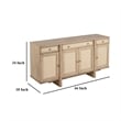 Benjara Lno Sideboard Buffet Cabinet- 4 Cane Woven Doors- Beige Wood 66 Inch