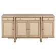 Benjara Lno Sideboard Buffet Cabinet- 4 Cane Woven Doors- Beige Wood 66 Inch