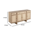 Benjara Lno Sideboard Buffet Cabinet- 4 Cane Woven Doors- Beige Wood 66 Inch