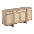Benjara Lno Sideboard Buffet Cabinet- 4 Cane Woven Doors- Beige Wood 66 Inch