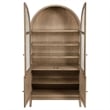 Benjara Lno Curio Cabinet- 2 Glass Door Arch Frame- Beige Wood Shelves 82 Inch