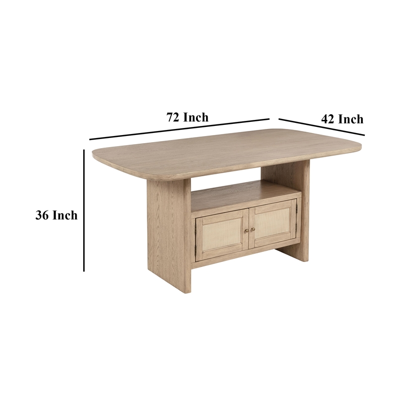 Benjara Lno Counter Height Dining Table w Storage Cabinet- 72