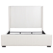 Benjara Asy King Bed- Channel Tufted Wingback Headboard- White Upholstery