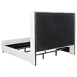 Benjara Asy King Bed- Channel Tufted Wingback Headboard- White Upholstery