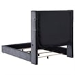 Benjara Caro California King Bed- Wingback Panel w LED Flame- Gray Upholstery