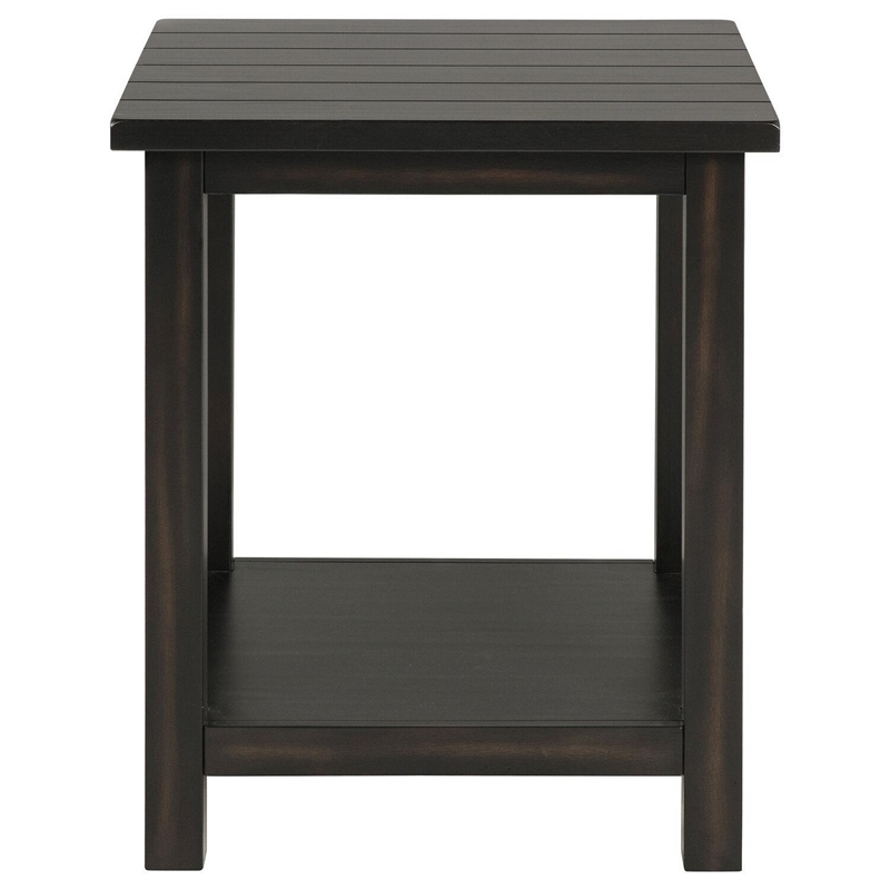 Benjara Ayne Side End Table- 1 Bottom Shelf- Black Wood Frame- Square 20 Inch