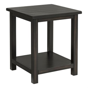 Benjara Ayne Side End Table- 1 Bottom Shelf- Black Wood Frame- Square 20 Inch