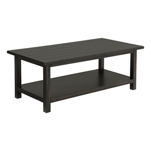 Benjara Ayne Coffee Table- 1 Bottom Shelf- Classic Black Wood Frame- 47 Inch