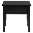 Benjara Coni Side End Table- 1 Drawer- Classic Black Wood- Square 24 Inch