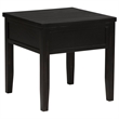 Benjara Coni Side End Table- 1 Drawer- Classic Black Wood- Square 24 Inch