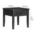 Benjara Coni Side End Table- 1 Drawer- Classic Black Wood- Square 24 Inch