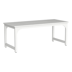 Benjara Home Office Desk- 63&quot Minimalist Wood Top w White Metal Frame
