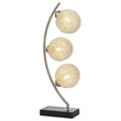 Benjara Udia Table Lamp with Woven Silver Metal Mesh Spherical Shades- Black