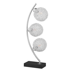 Benjara Udia Table Lamp with Woven Silver Metal Mesh Spherical Shades- Black