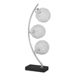 Benjara Udia Table Lamp with Woven Silver Metal Mesh Spherical Shades- Black