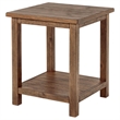 Benjara Ayne Side End Table- 1 Shelf- Distressed Brown Wood- Square 20 Inch
