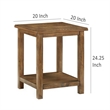 Benjara Ayne Side End Table- 1 Shelf- Distressed Brown Wood- Square 20 Inch