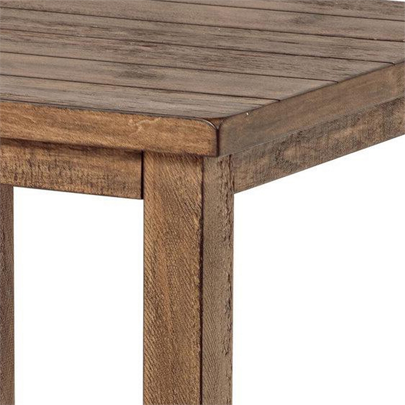Benjara Ayne Side End Table- 1 Shelf- Distressed Brown Wood- Square 20 Inch