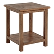 Benjara Ayne Side End Table- 1 Shelf- Distressed Brown Wood- Square 20 Inch