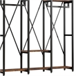 Benjara Garment Rack- 3 Black Metal Rods- 5 Rustic Brown Shelves- 72