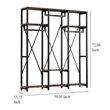 Benjara Garment Rack- 3 Black Metal Rods- 5 Rustic Brown Shelves- 72