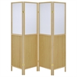 Benjara Matt 4 Panel Screen Room Divider- Folding Natural Brown- 70 Inch