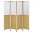 Benjara Matt 4 Panel Screen Room Divider- Folding Natural Brown- 70 Inch