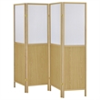 Benjara Matt 4 Panel Screen Room Divider- Folding Natural Brown- 70 Inch