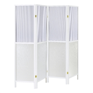 Benjara Matt 4 Panel Screen Room Divider- Folding Modern White Finish- 70 Inch