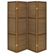Benjara Rown 4 Panel Foldable Privacy Screen- Bamboo- Brown Pine Wood 70 Inch